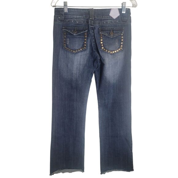 Tin Haul Wide Leg Jeans Women's 28 L Blue Denim Distressed Embellished Western - Picture 2 of 14